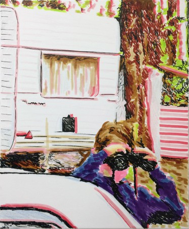 Enfance - Jean - Feutres Posca et marqueur sur toile 65 X 54 cm. 2016.